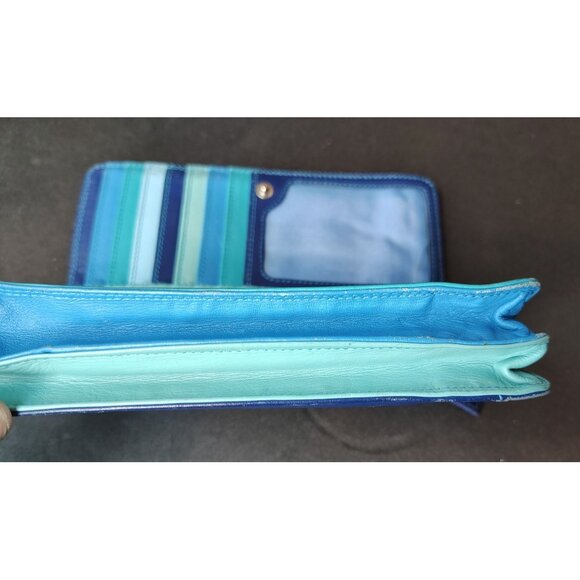Mywalit Multi-Shade Blue Leather Wallet, NO Pen, Snap, Zip Close - Picture 3 of 6